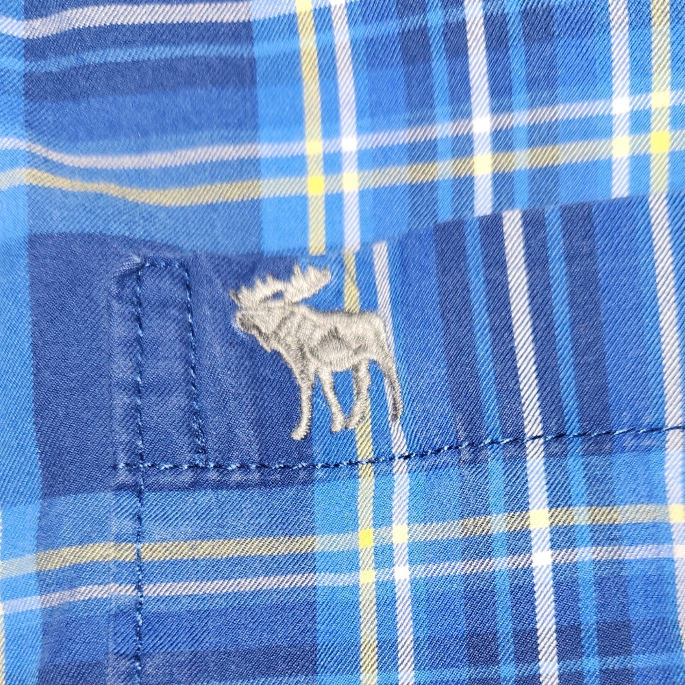 Abercrombie & Fitch Blue Plaid Casual Long Sleeve Button Down Shirt Size Large - Picture 6 of 10